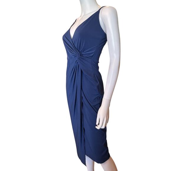 New ~ SOCIALITE ~ Women's Blue Sleeveless Surplice Neck Knot Wrap Dress Size XS - Picture 4 of 7
